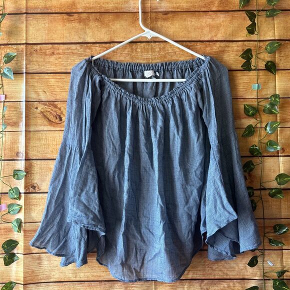 Ganji LA Off Shoulder Cotton Blend Flutter Sleeve Blouse Size M - Picture 1 of 7